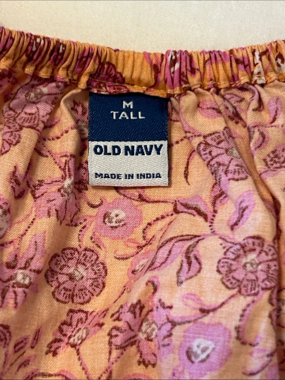 Old Navy Pink Orange Floral Smocked Peplum Top